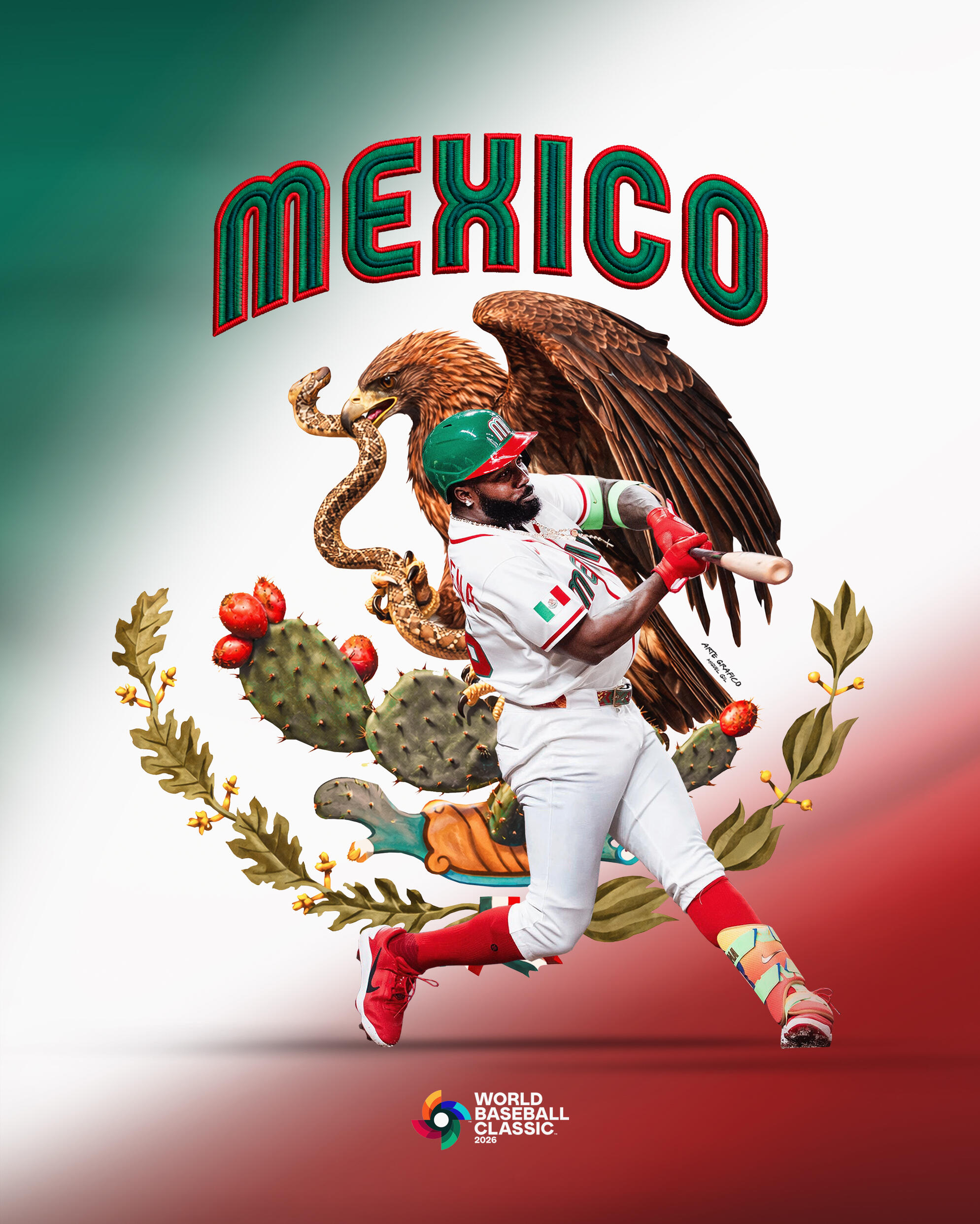 Arte Randy Arozarena MLB — World Baseball Classic México Arte gráfico para jugadores de MLB y Selección Mexicana en el World Baseball Classic 2026 como Randy Arozarena — diseño por Miguel Gil